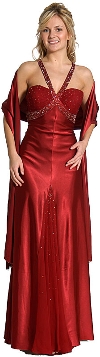 Main image of V-Strapped Beaded Long Formal Prom Dress