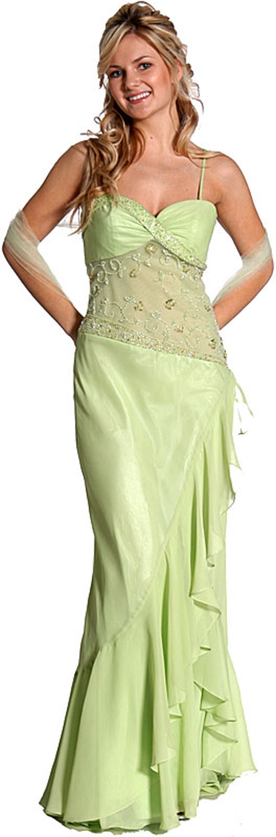 Ruffled and See-Thru Formal Prom Dress