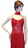 Spaghetti Strapped Rouched Beaded Dress in close up
