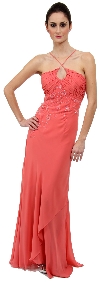 Main image of Keyhole Ruched Bust Beaded Formal  Prom Dress