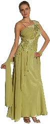 Asymmetric Top Floral and Sheered Formal  Dress in Green