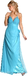 Main image of Single Flower Beaded Formal Prom Dress