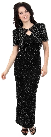 Main image of Long Beaded Dress with Attached Short Jacket