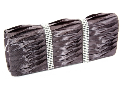 Rhinestone Embellished Satin Evening Bag in Gray