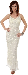 Main image of Double Strapped Floral Beaded Formal Dress