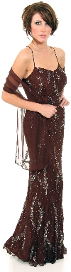 Main image of Straight Formal Prom Dress Beaded on Silk