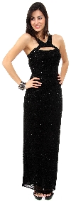 Main image of Front Keyhole with Open Back Fully Beaded Formal Gown
