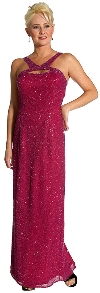 Front Keyhole with Open Back Fully Beaded Formal Gown in Cranberry