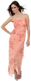 Main image of Formal Dress with Beaded Flower Patterns