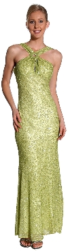 Main image of Halter Neck Long Beaded Gown with Flared Bottom