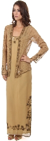 Main image of Long Formal Beaded Dress with Matching Jacket 