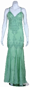 Floral Beaded Formal Dress in Mint color