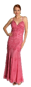 Floral Beaded Formal Dress in Rose Pink
