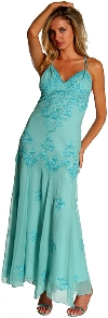 Floral Beaded Formal Dress in Turquoise color