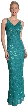 Fully Beaded Slim Cut Formal Dress in Green color