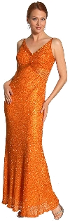Fully Beaded Slim Cut Formal Dress in Orange