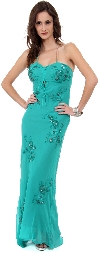 Main image of Floral Beaded Full Length Formal Dress