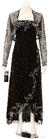 2 Piece Floral Beaded Formal Dress in Black