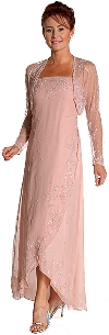 2 Piece Floral Beaded Formal Dress in Dusty Rose color