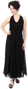 Long Formal Dress with Hand Beaded Top and Flared Skirt in alternative picture