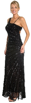 Striped Sequin Beaded Formal Evening Dress in alternative view