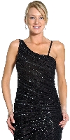 Striped Sequin Beaded Formal Evening Dress in closeup