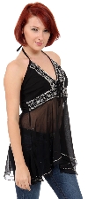 Main image of Halter and Empire Cut Top with Silver Beadwork