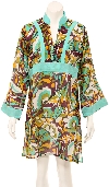 Main image of Long Sleeve Floral Print Aqua Summer Dress