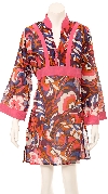 Main image of Long Sleeve Floral Print Pink Summer Dress