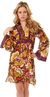 Main image of Long Sleeve Floral Print Plum Summer Dress Tunic