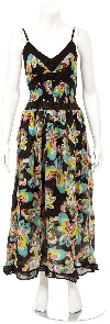 Main image of Spaghetti Strapped Butterfly Print Summer Dress in Black