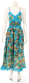 Main image of Spaghetti Strapped Butterfly Print Summer Dress in Blue