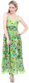 Main image of Spaghetti Strapped Butterfly Print Summer Dress in Lime