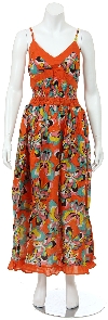 Main image of Spaghetti Strapped Butterfly Print Summer Dress in Orange