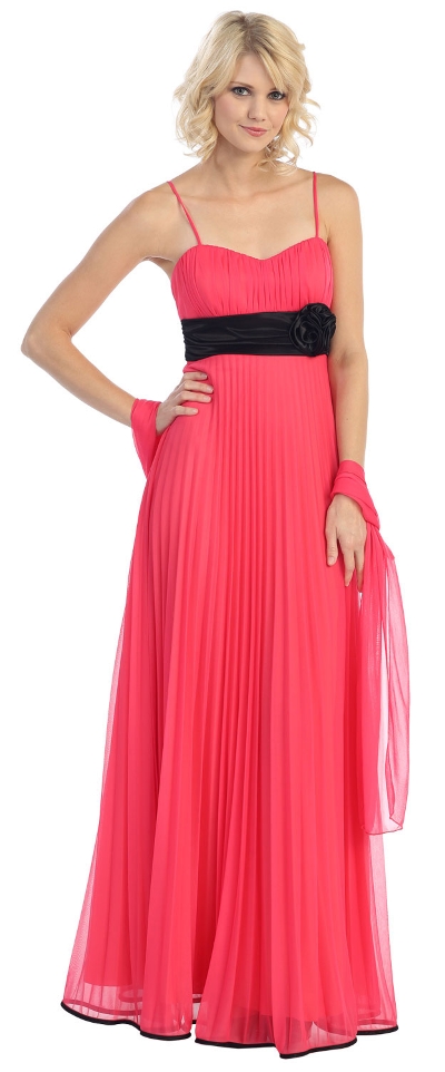 Roman Inspired Long Formal Dress with Floral Applique