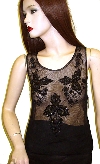 Main image of Sleeveless Net Top with Tri Floral Beadwork