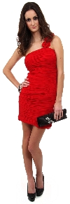 Satin Evening Bag with Studded Brooche in Black in alternative image