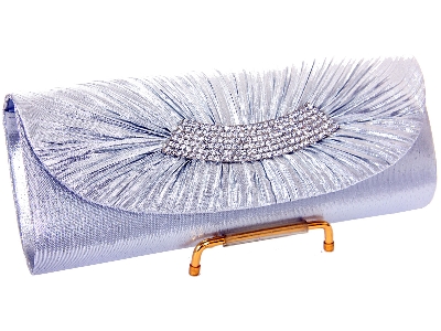 Rhinestone Embellished Satin Evening Bag in Silver