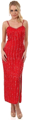 Main image of Spaghetti Straps V-Neck Long Sequined Formal Dress