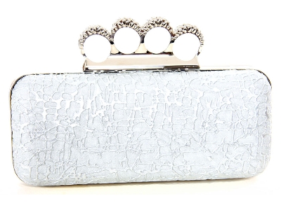 Metal Frame Elegant Evening Bag in Silver