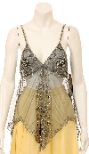 Spaghetti Strapped Sheer Sequined Top in Gray