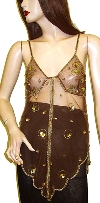 Main image of Asymmetric Net Top with Petal Sequin Accent