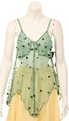 Spaghetti Strapped Petal Beaded Translucent Top in Teal