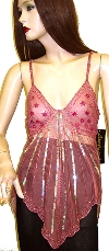 Asymmetric Top with Flowers & Radiating Sequins in Old Rose