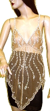 Main image of Asymmetric Net Top with Stem-Like Beadwork