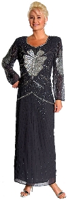 Main image of Floral Hand Beaded Formal Dress