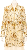 Fully Sequined Sheer Long Sleeve Formal Dress in Ivory/Gold
