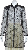 Long Beaded and Netted See-Through Jacket in alternative image