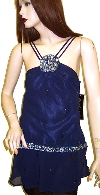 Main image of Beaded Patchwork Dual Strapped Halter Top