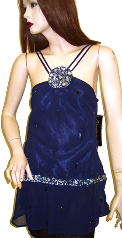 Beaded Patchwork Dual Strapped Halter Top